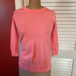 J CREW | 100% merino wool hot pink 3/4 sleeve sweater XS